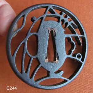 C244. Iron Sukashi Tsuba. Musashino