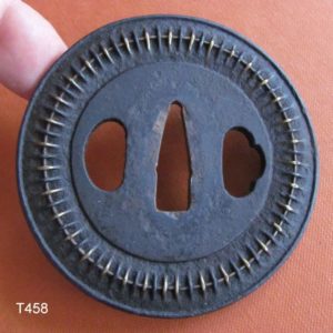 T458. Large Shingen Tsuba with Paper