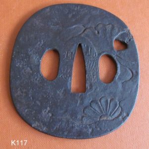 K117. Large Iron Tsuba Signed Umetada