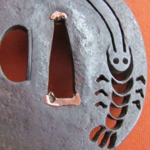 T473. Iron Sukashi Tsuba, Ebi