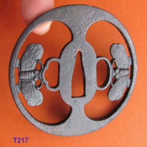 T217. Large Ko Shoami Tsuba, Butterflies