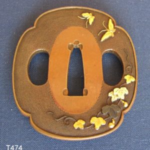 T474. Excellent Tsuba of Copper Nanako