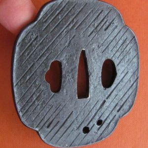 T220. Iron Tsuba with Raised Rim & Udenuki Ana