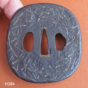 H384. Pine Needles Iron Tsuba