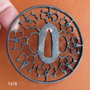 T478. Kyo Sukashi Tsuba. Hozon Paper