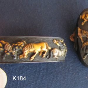 K184. Fuchi Kashira, Shakudo Nanako Overrun with Horses