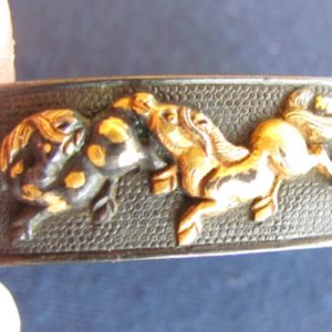 K184. Fuchi Kashira, Shakudo Nanako Overrun with Horses