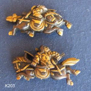 K203. Shakudo & Gold Menuki, Samurai on Horseback