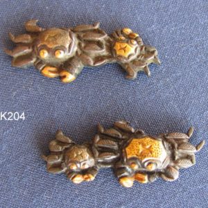 K204. Shakudo, Gold, & Silver Menuki, Crabs