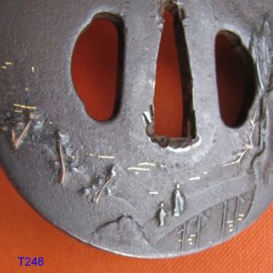 T248. Iron Tsuba with Gold Inlay