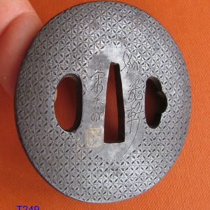 T249. Signed Iron Tsuba, Intricately carved