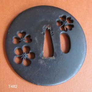 T482. Iron Sukashi Tsuba, Cherry & Plum