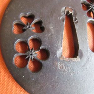 T482. Iron Sukashi Tsuba, Cherry & Plum