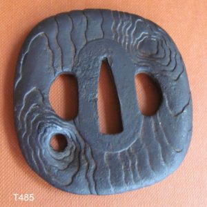 T485. Tree Bark Sukashi Tsuba