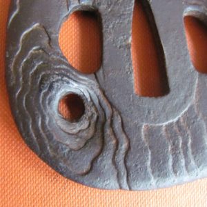 T485. Tree Bark Sukashi Tsuba