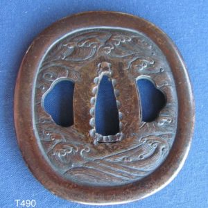 T490. Copper Higo Tsuba, Tokubetsu Hozon to Kanshiro