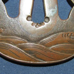 T491. Moon & Waves Tsuba, 2nd Jingo, ex Ito Collection