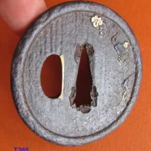 T265. Iron Tsuba with Soft Metal Inlay