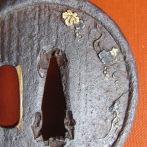 T265. Iron Tsuba with Soft Metal Inlay