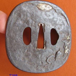 T268. Iron Tsuba with Gold