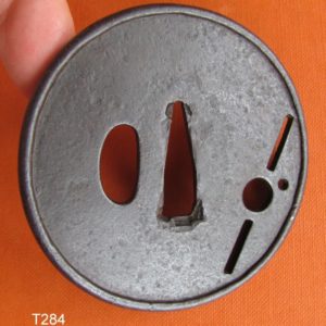 T284. Iron Sukashi Tsuba. Katchushi