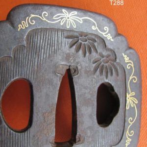 T288. Iron Tsuba with Gold Inlay