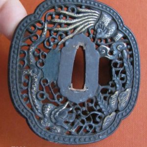 T283. Great Namban Tsuba in Box with hakogake by Dr. Sato