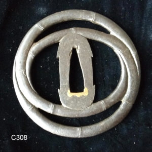 C308. Iron Tsuba, Bent Bamboo