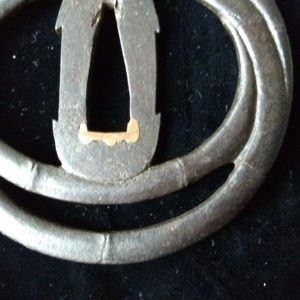 C308. Iron Tsuba, Bent Bamboo