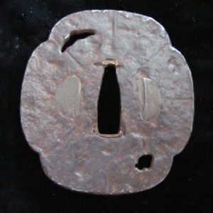 C310. Yamakichibei Iron Tsuba Papered to Futagoyama