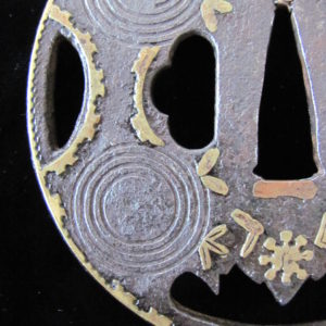 C333. Brass Inlaid Iron Tsuba, Impressive