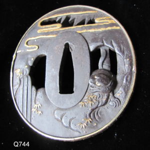 Q744. Iron Sukashi Tsuba with Tiger