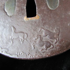 Q761. Large Iron Tsuba with Horses
