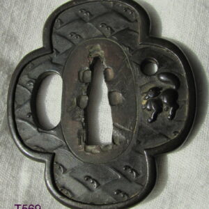 T569. Lovely Kinko Tsuba, Fox on Waves